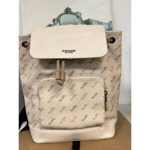 Coach C4135 Turner Backpack With Horse And Carriage Dot Print IN CHALK